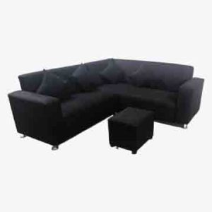 2pce Corner Suite with Ottoman black