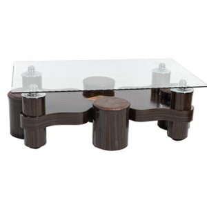 Glass Coffee Table with 4 Stools